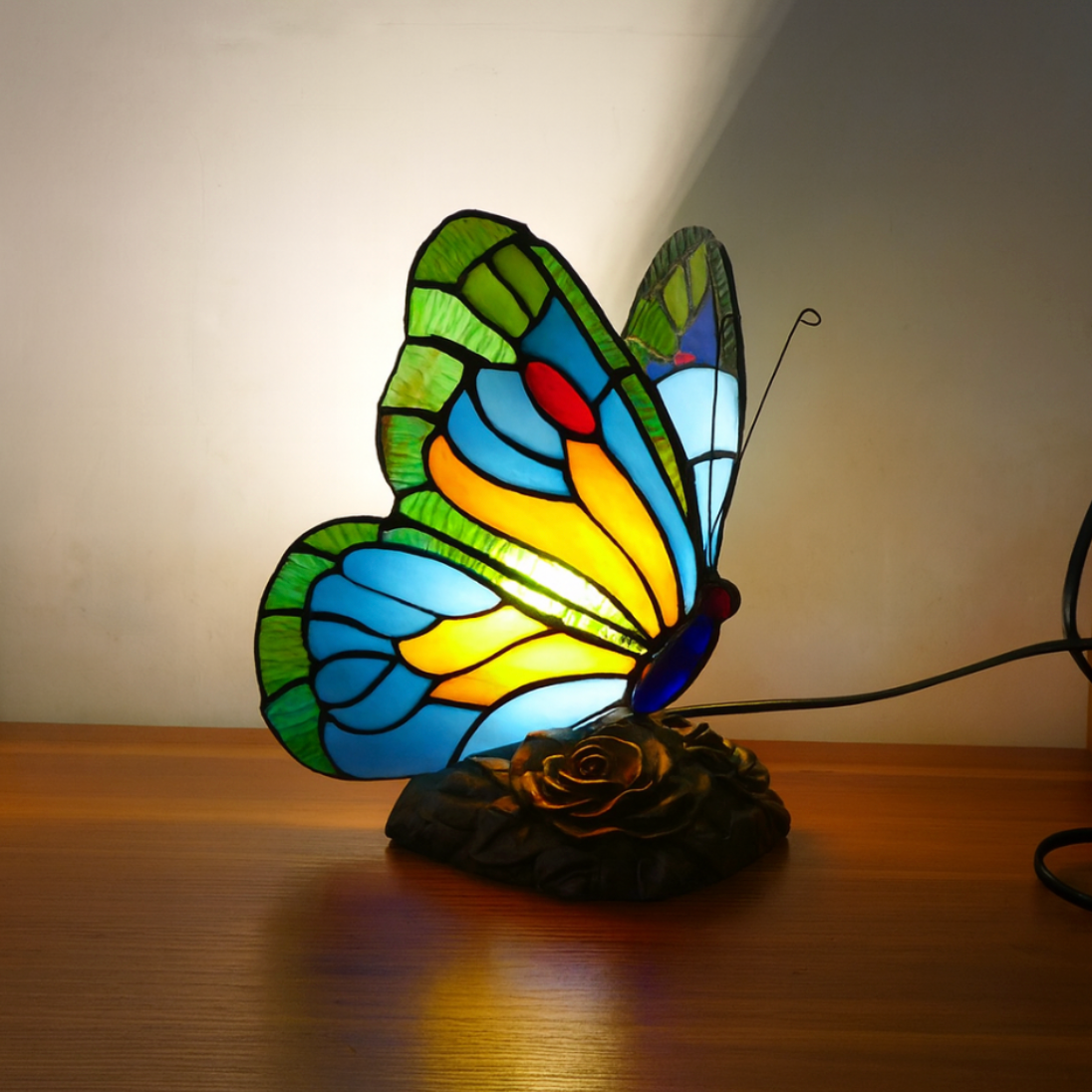 Lampe Sculptée Papillon Bleu